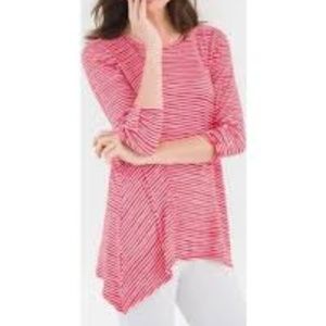 Zenergy By Chico's Womens Striped Asymmetrical Top